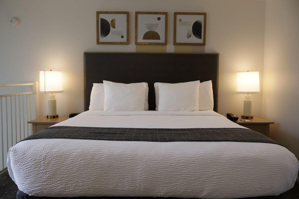 Boutique hotel room styled for a hospitality campaign